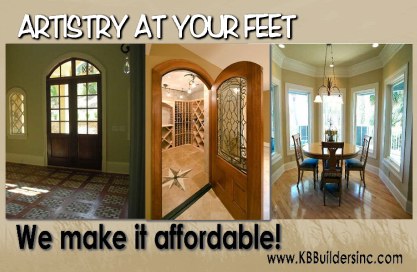 Artistry at your feet and we make it affordable.  www.kbbuildersinc.com  KB Builders Inc. Flooring, Wood Floors, Tile, Carpet, Marble and more.
